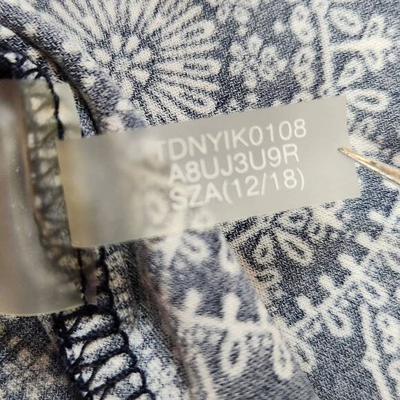 Tommy Hilfiger Dress Womens 2 Navy Blue White Medallion Print 3/4 Sleeve Midi - Picture 11 of 14